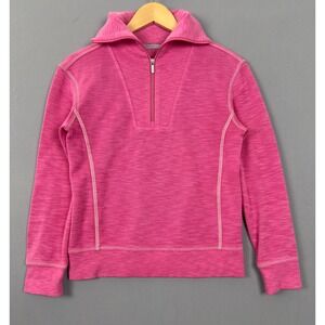 Tommy Bahama Tobago Bay Half Zip Sweatshirt Pink Slub Knit Women XS